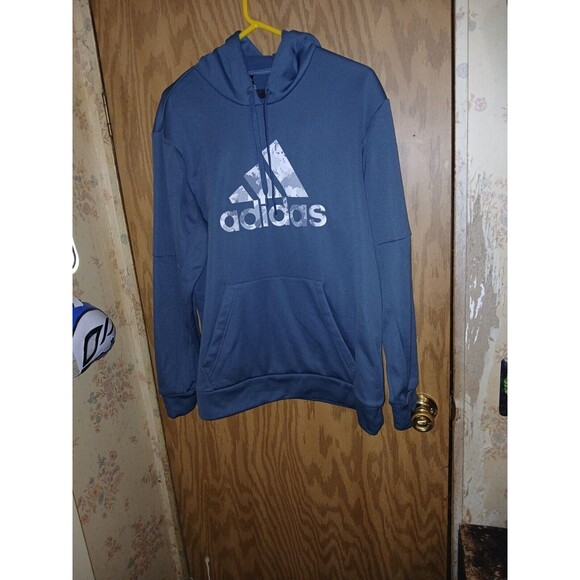 Adidas 3 Stripes Hoodie Mens Size Large Gray With Camo Activewear Drawstrings - Picture 12 of 16